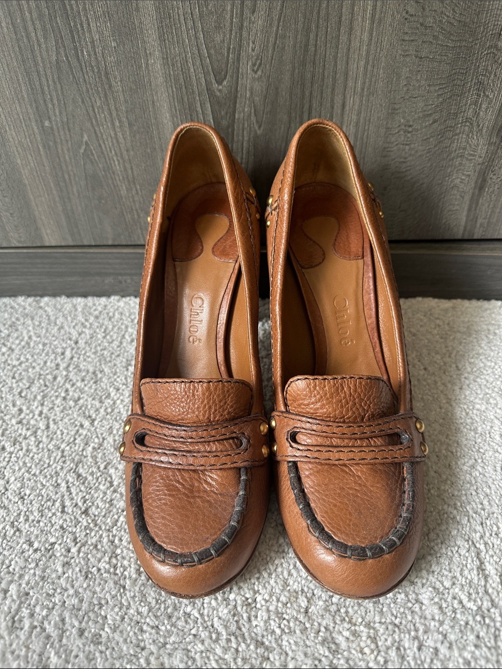 Vintage Chloe Brown Leather Loafers - Women’s Classic Penny Loafers Sz 39